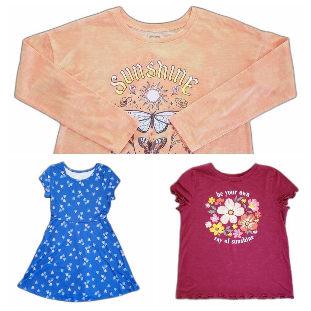 SO Bundle Girl Skater Dress Long Sleeve Tee Short Sleeve Tee Size L